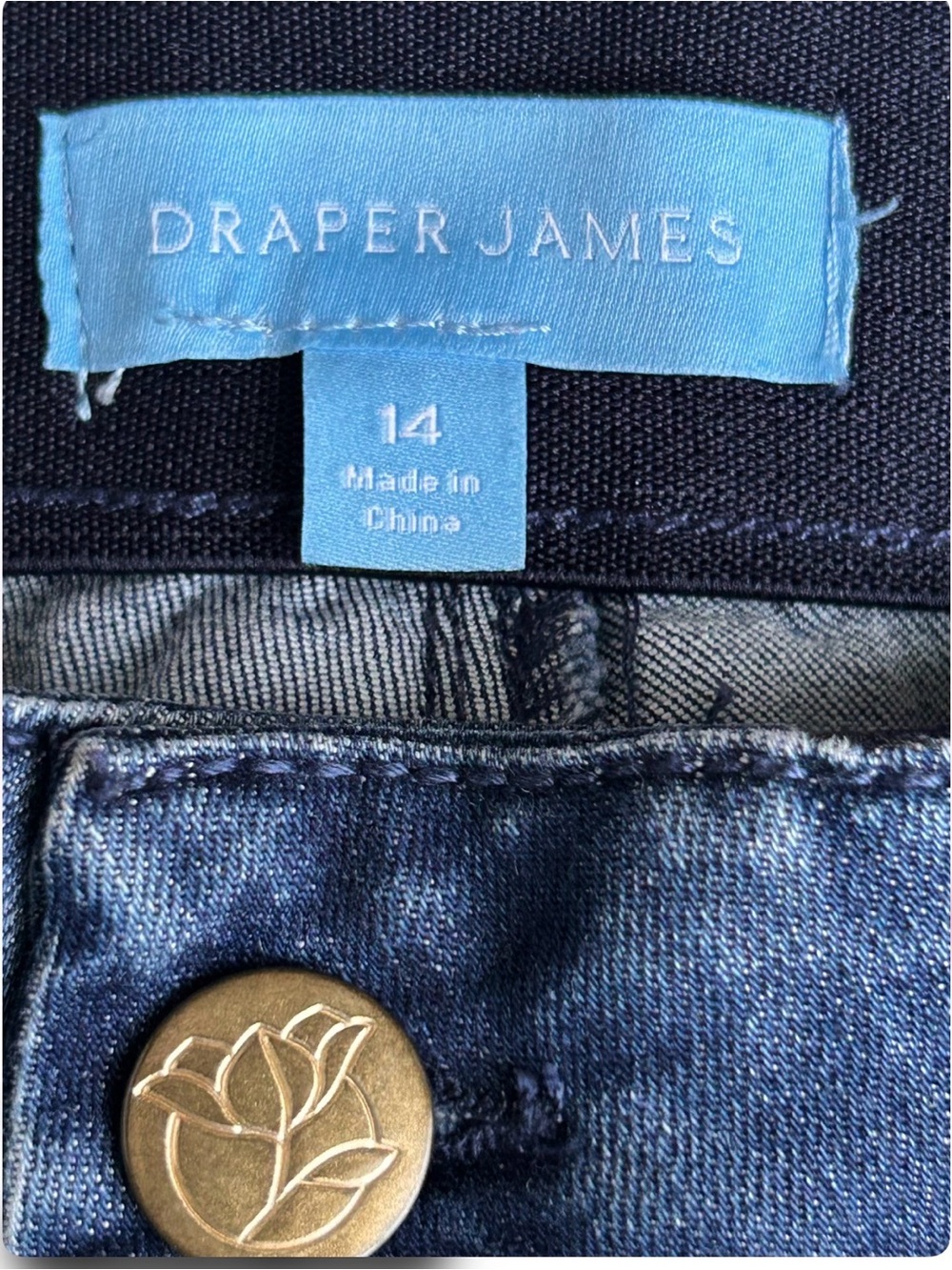 DRAPER JAMES Wide-Leg Jeans 14 in Deep Blue Denim With Elastic Waist - Picture 4 of 8